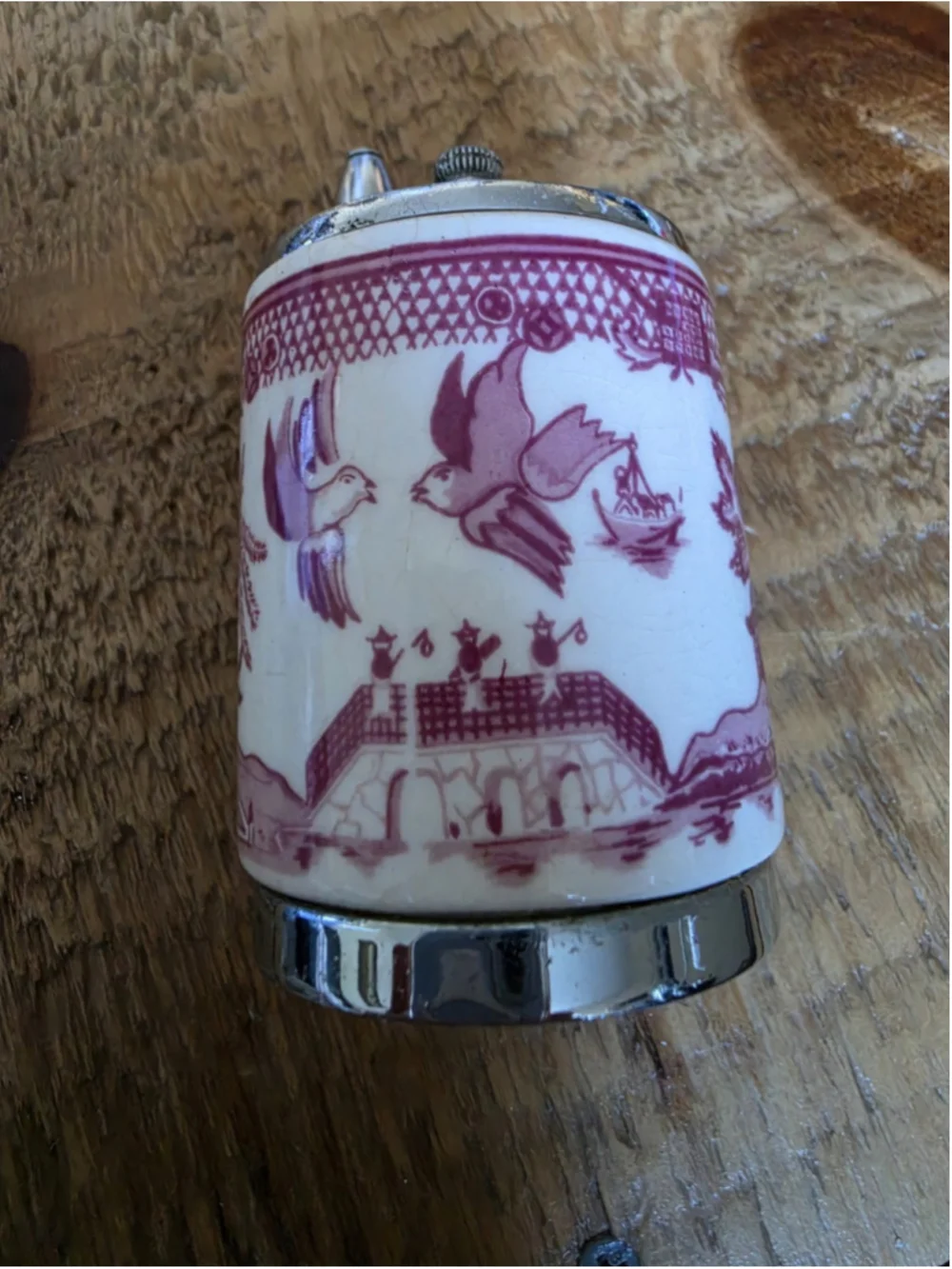 Vintage George S Thompson Pink Willow Ceramic Pepper Mill Grinder Los Angeles